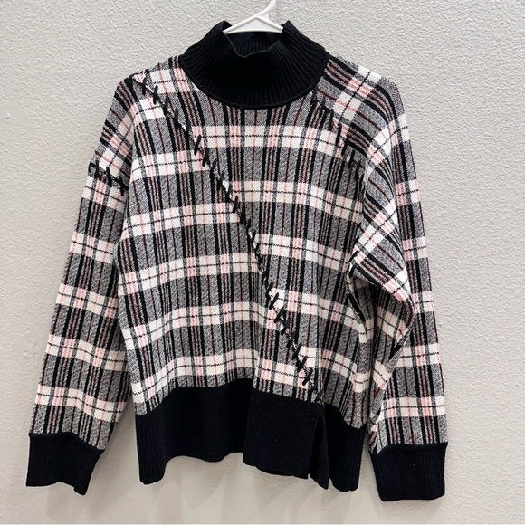 3.1 Phillip Lim Sweater Size Medium Wool Plaid Jacquard Oversized Womens - Picture 6 of 8